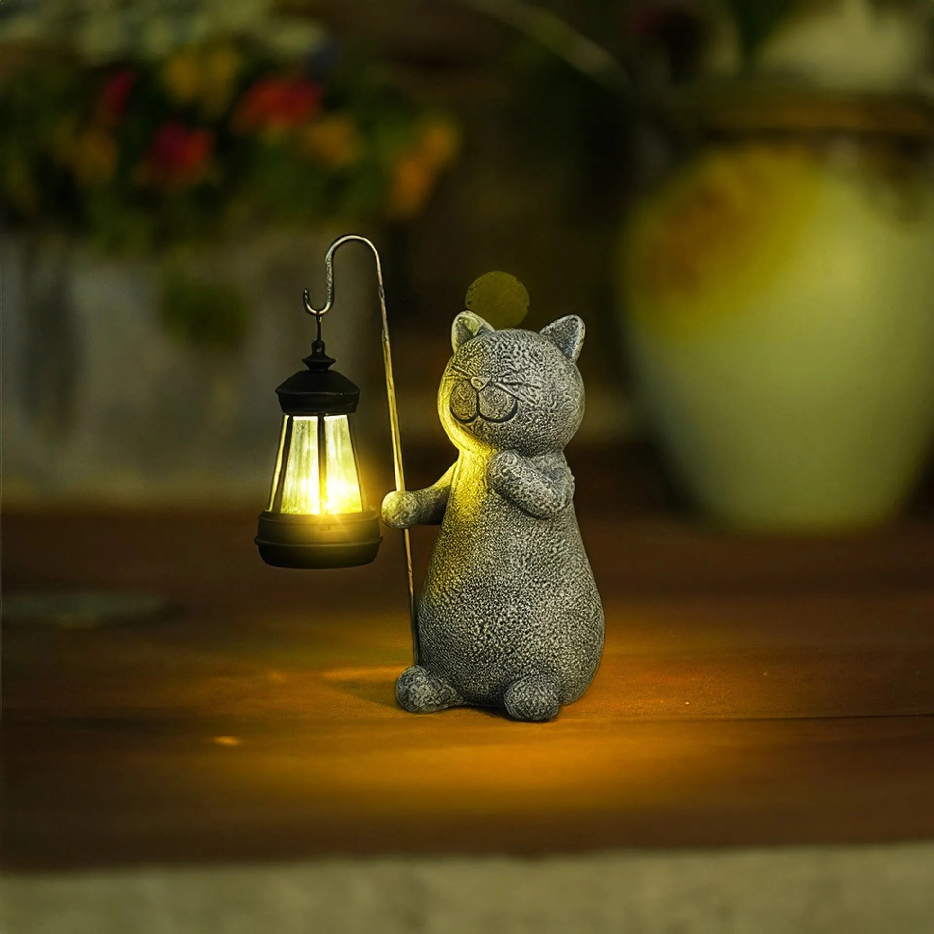 Solar Cat Lantern - Whimsical Cat Garden Light, Eco-Friendly Outdoor Decor