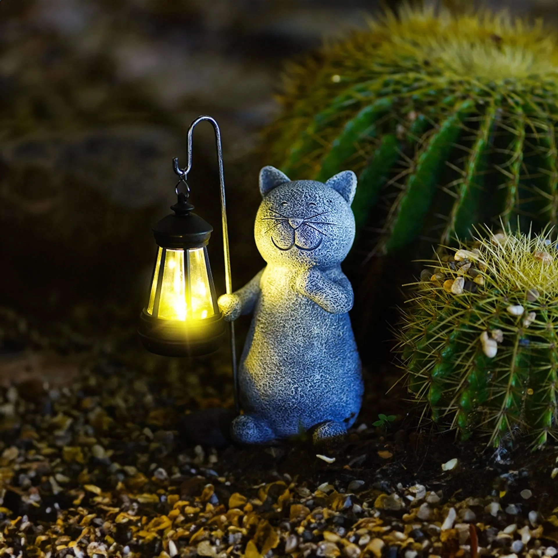 Solar Cat Lantern - Whimsical Cat Garden Light, Eco-Friendly Outdoor Decor