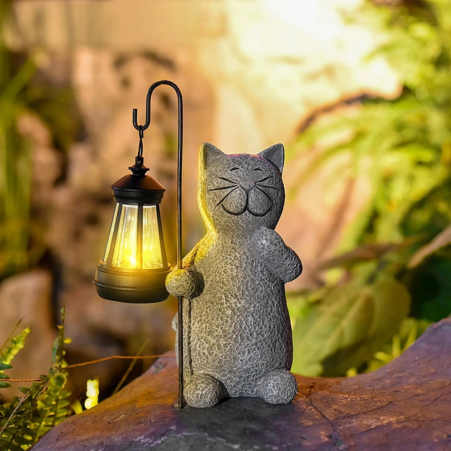 Solar Cat Lantern - Whimsical Cat Garden Light, Eco-Friendly Outdoor Decor