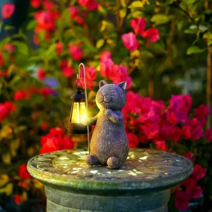 Solar Cat Lantern - Whimsical Cat Garden Light, Eco-Friendly Outdoor Decor