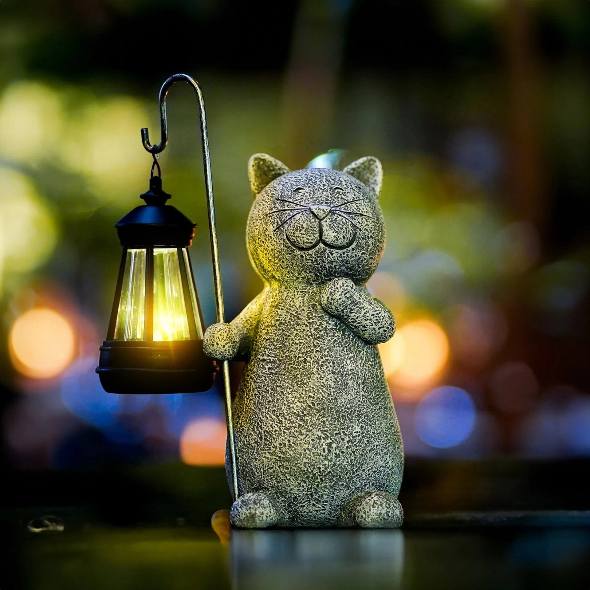 Solar Cat Lantern - Whimsical Cat Garden Light, Eco-Friendly Outdoor Decor