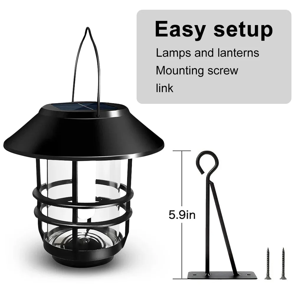 Solar Flame Hanging Lantern – Flickering Flames Outdoor Waterproof Wall-Mounted Light