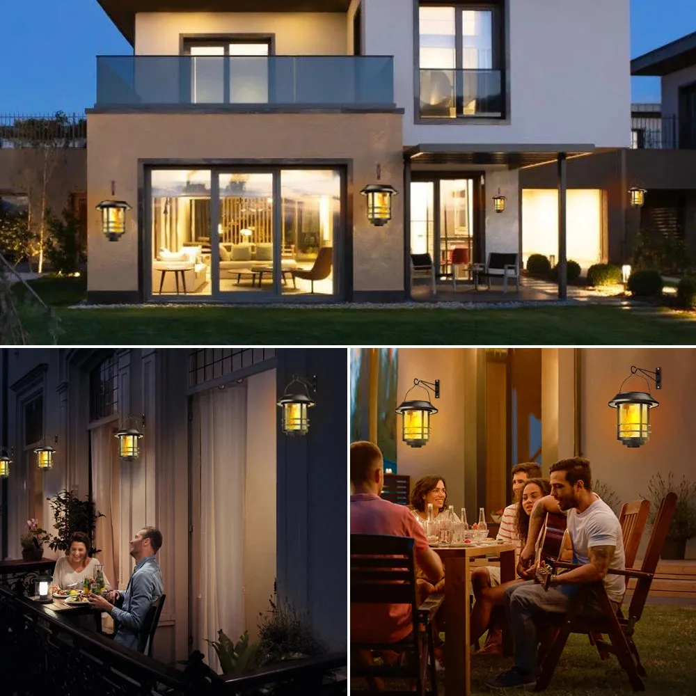 Solar Flame Hanging Lantern – Flickering Flames Outdoor Waterproof Wall-Mounted Light