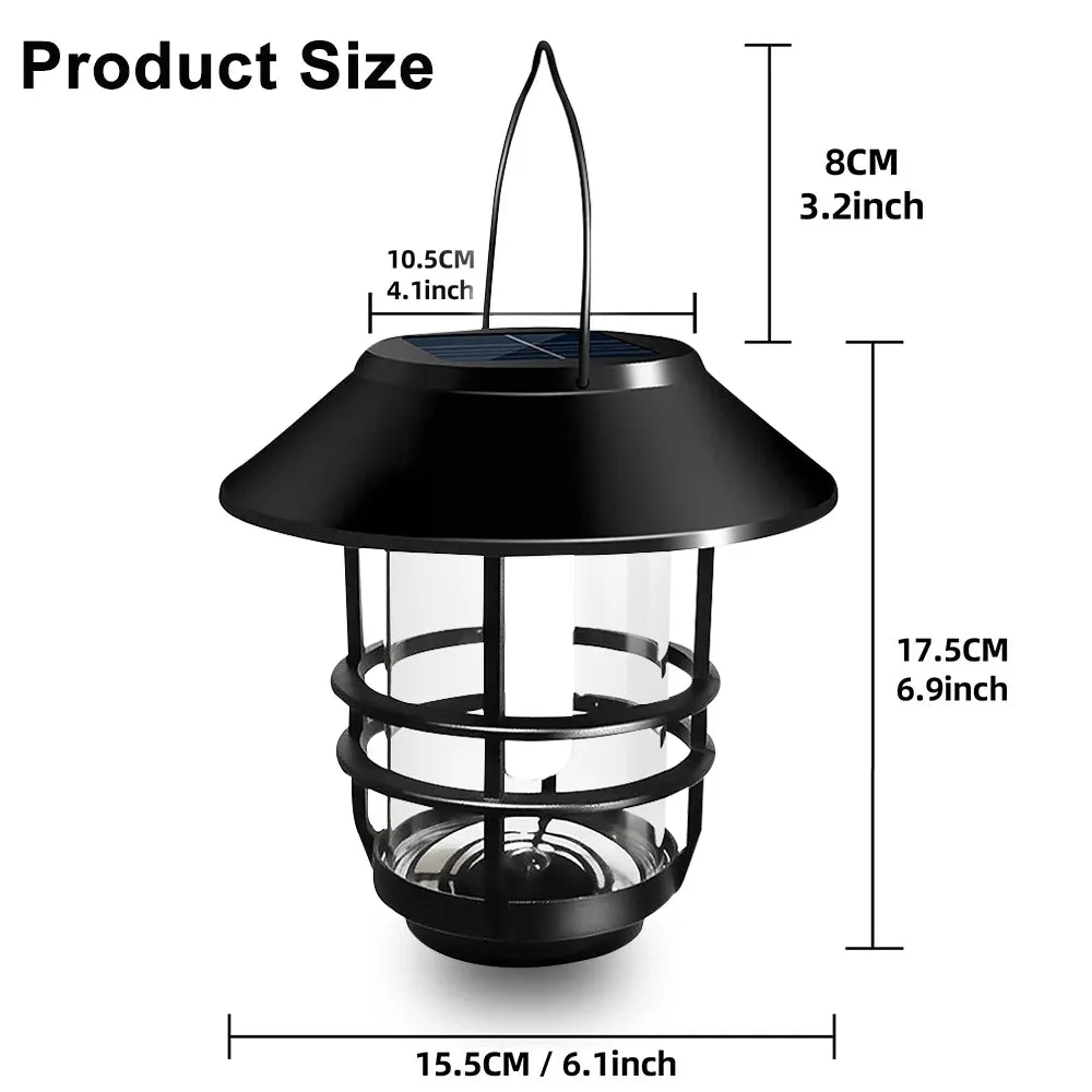 Solar Flame Hanging Lantern – Flickering Flames Outdoor Waterproof Wall-Mounted Light