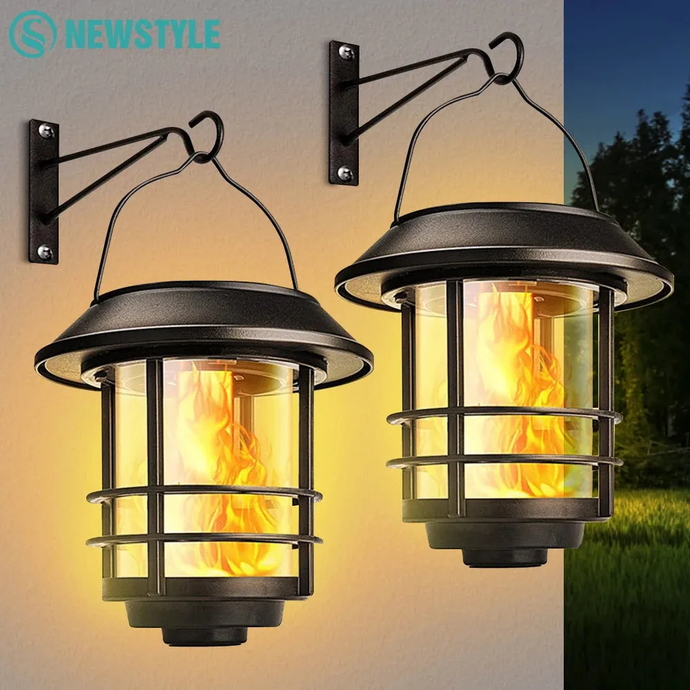 Solar Flame Hanging Lantern – Flickering Flames Outdoor Waterproof Wall-Mounted Light