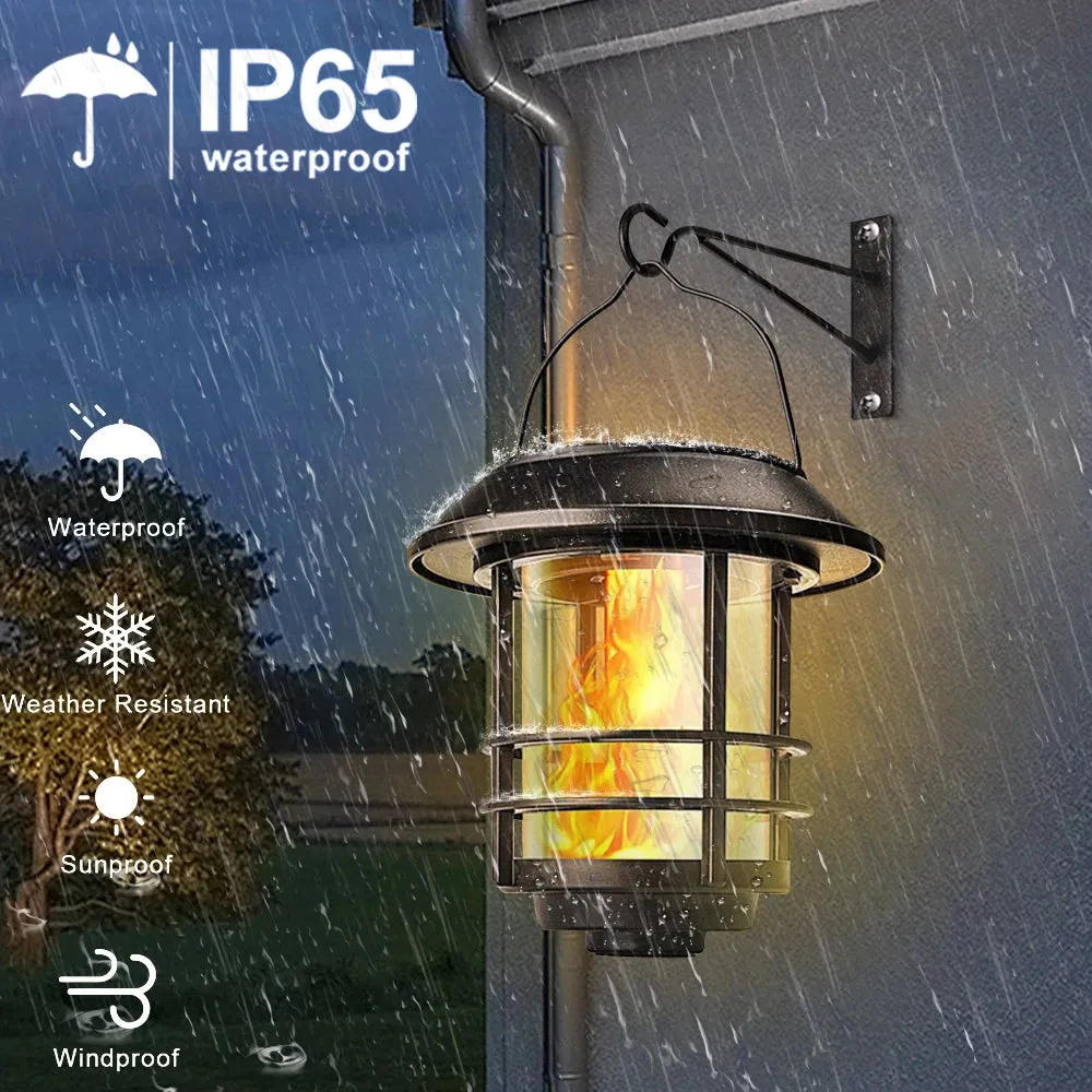 Solar Flame Hanging Lantern – Flickering Flames Outdoor Waterproof Wall-Mounted Light