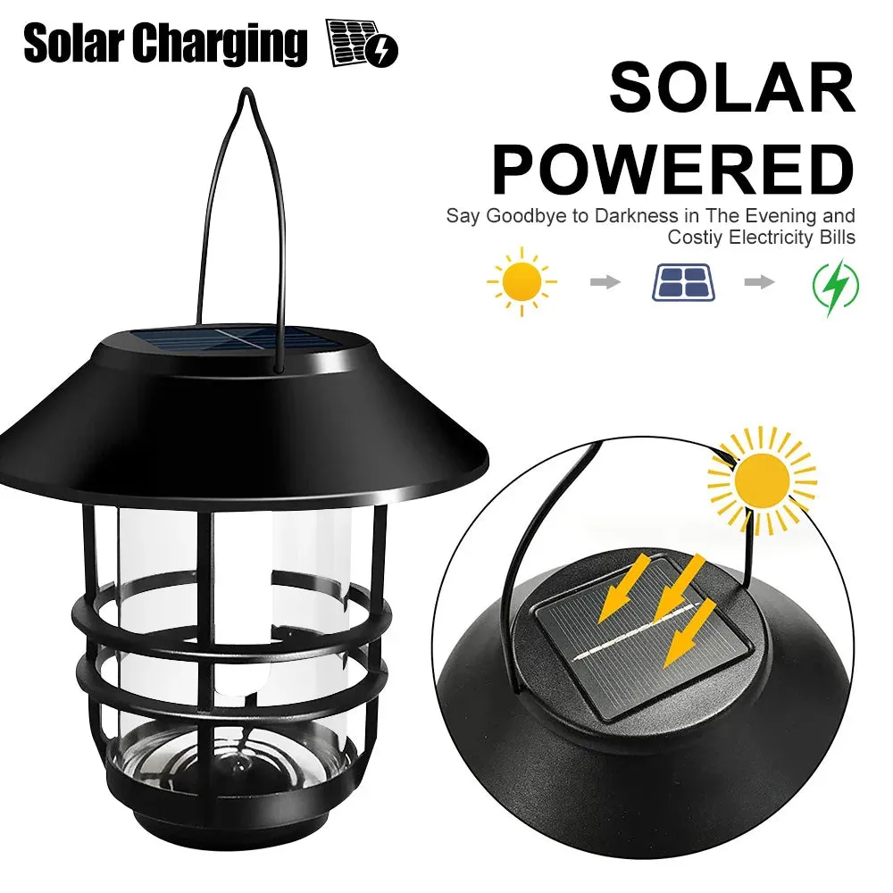 Solar Flame Hanging Lantern – Flickering Flames Outdoor Waterproof Wall-Mounted Light