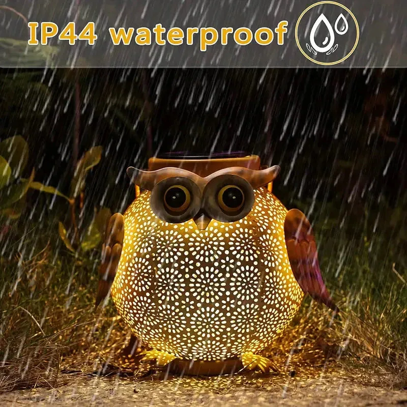 Solar Garden Hanging Light Owl Pattern
