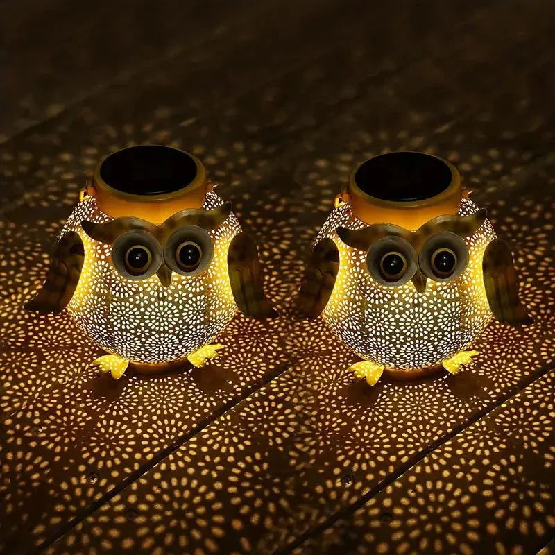 Solar Garden Hanging Light Owl Pattern