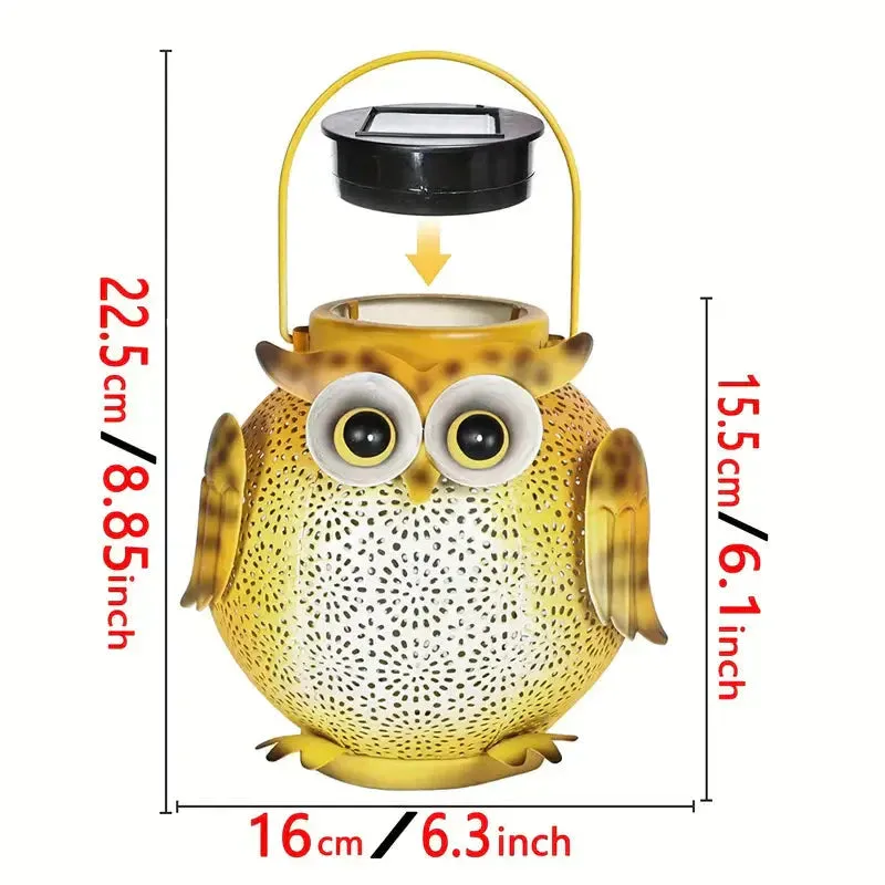 Solar Garden Hanging Light Owl Pattern