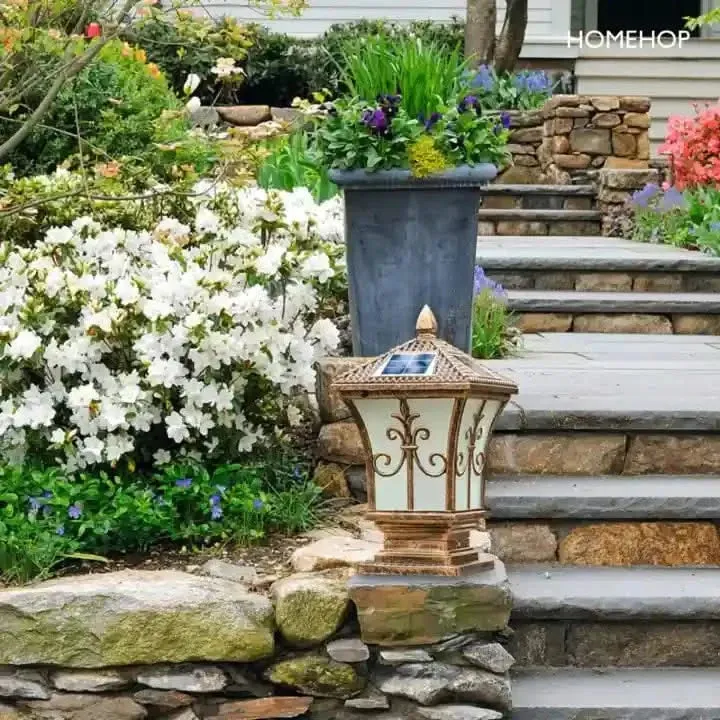 Solar Gate Light AC Powered Antique Wall Lamp Waterproof for Home Garden Outdoor, Multi Color with Remote