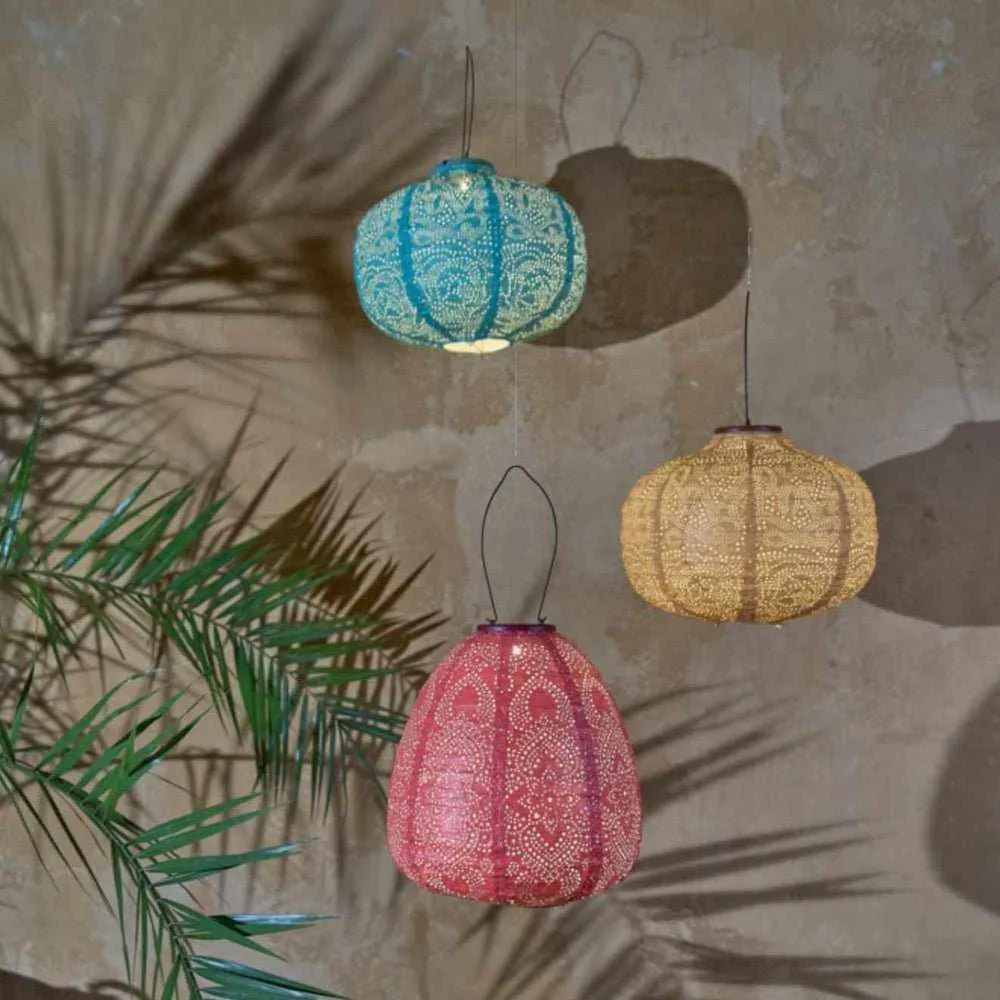 Solar Lantern Pumpkin Teal