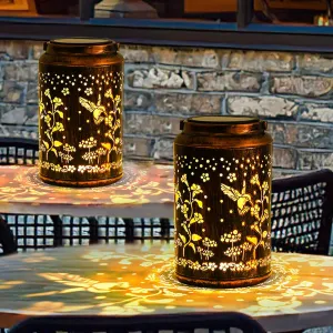 Solar Lanterns Lights Outdoor Waterproof Hummingbird Decor for Garden , Patio, Lawn, Porch, Backyard, Birthday Gifts for Women (2 PCS)