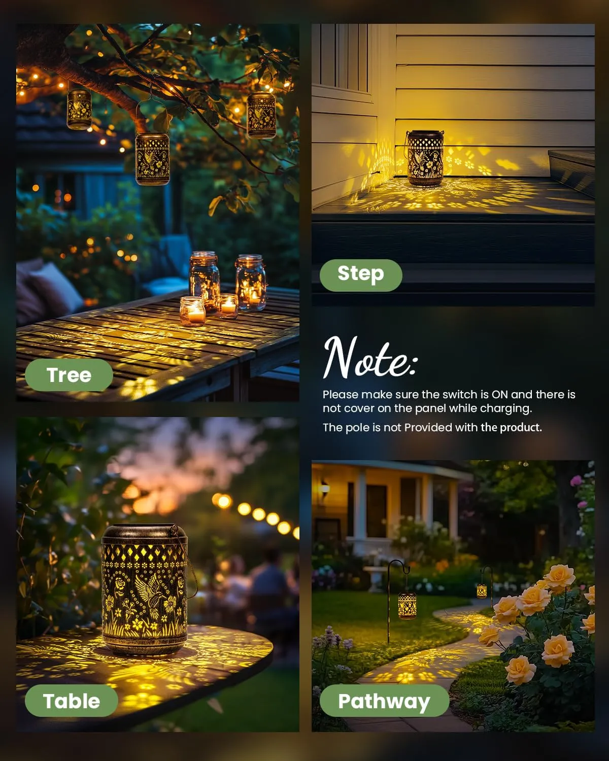 Solar Lanterns Outdoor Hanging Waterproof,Hummingbird Garden Decor Gifts for Women Mom, Solar Lights Metal Decoration Outside for Yard, Patio,Garden,Backyard,Porch
