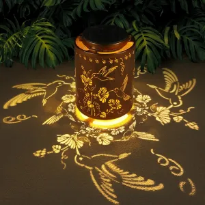 Solar Lanterns Outdoor Waterproof Mushroom Butterfly Garden Decor Gifts for Women Mon Grandma Metal Hanging Solar Lights Decoration for Outside LED Lanterns for Yard Patio Lawn Pathway（Hummingbirds）