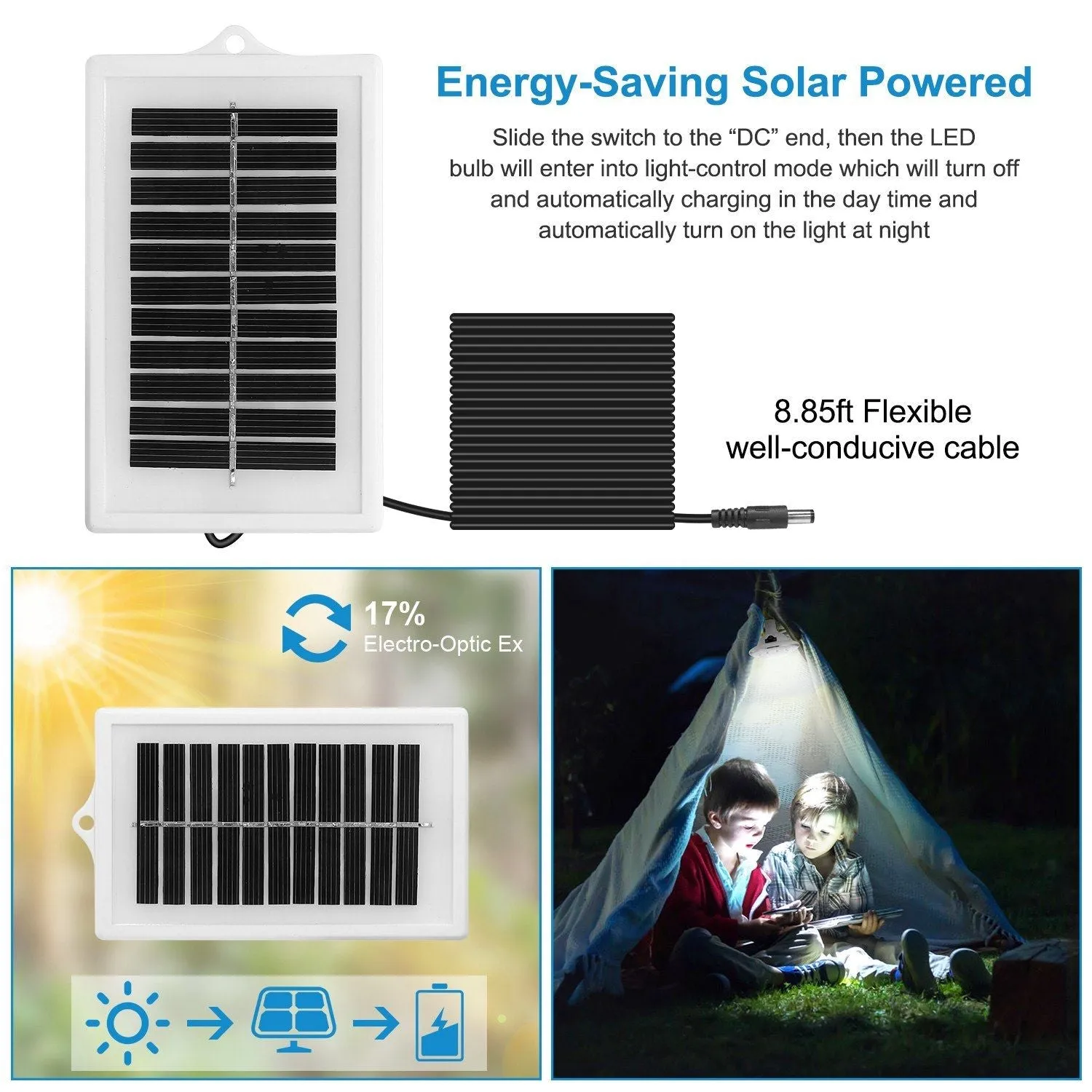Solar Portable Voice-controlled Lamp Bulb Lantern Light Time-sensitive offer Light LED Camping Hanging Emergency