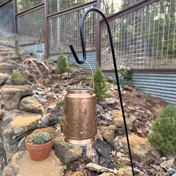 Solar Powered Antique Gold Iron Outdoor Lantern