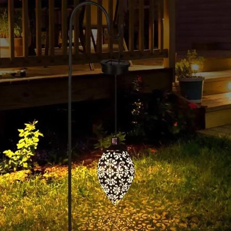 Solar Powered Led Morrocan Lantern Light Hanging Lamp Garden Outdoor Landscape