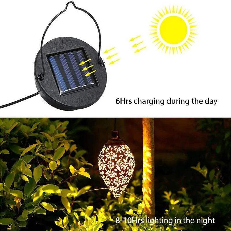 Solar Powered Led Morrocan Lantern Light Hanging Lamp Garden Outdoor Landscape