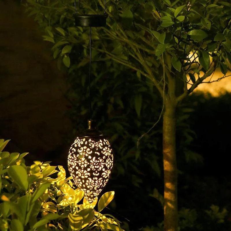 Solar Powered Led Morrocan Lantern Light Hanging Lamp Garden Outdoor Landscape