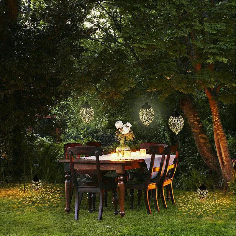 Solar Powered Led Morrocan Lantern Light Hanging Lamp Garden Outdoor Landscape