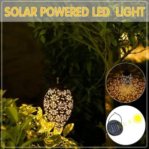 Solar Powered Led Morrocan Lantern Light Hanging Lamp Garden Outdoor Landscape