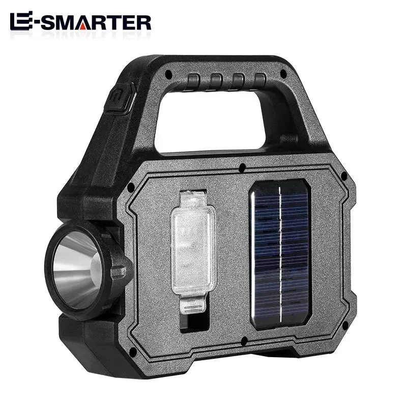 Solar Rechargeable Zoomable COB LED Flashlight - Waterproof, Portable, and Powerful Lantern for Camping