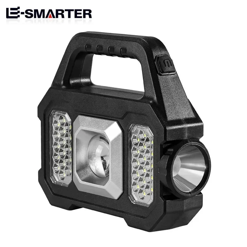 Solar Rechargeable Zoomable COB LED Flashlight - Waterproof, Portable, and Powerful Lantern for Camping