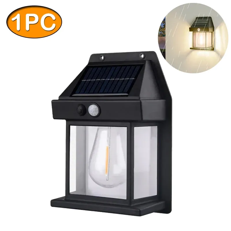 Solar Tungsten Night Lamp with Intelligent Motion Sensor – Waterproof LED Wall Lantern for Outdoor Garden Décor