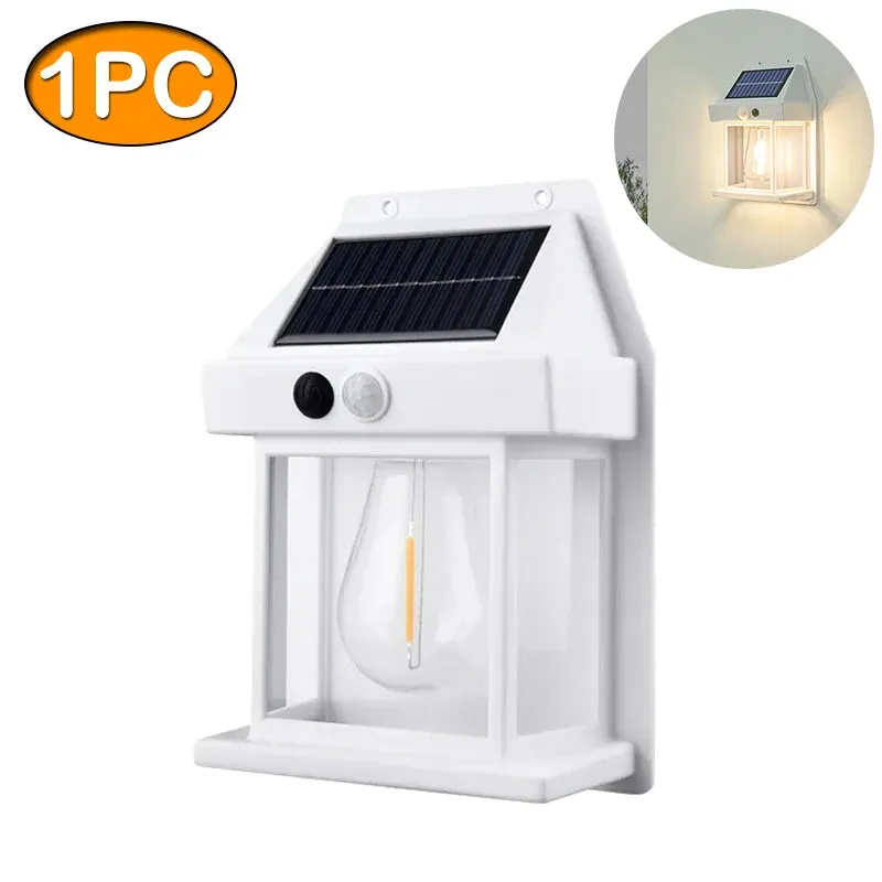 Solar Tungsten Night Lamp with Intelligent Motion Sensor – Waterproof LED Wall Lantern for Outdoor Garden Décor
