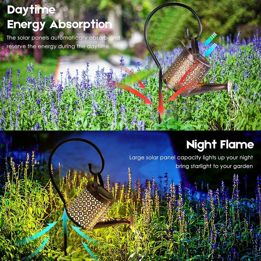 Solar Watering Can Light: Hanging Kettle Lantern, Waterproof Garden Decor Metal Retro Lamp for Outdoor Table, Patio, Lawn