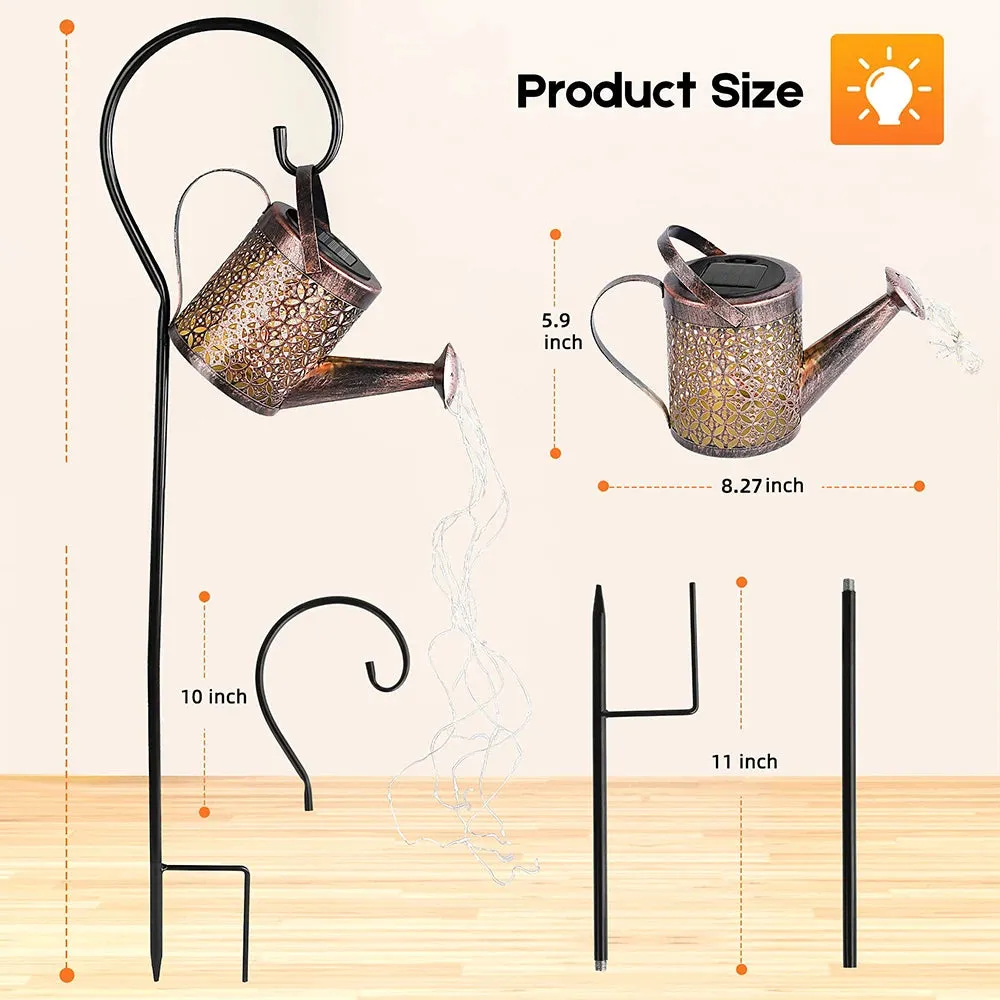 Solar Watering Can Light: Hanging Kettle Lantern, Waterproof Garden Decor Metal Retro Lamp for Outdoor Table, Patio, Lawn