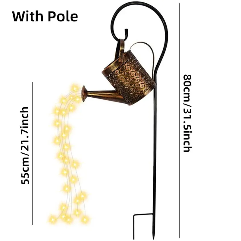 Solar Watering Can Light: Hanging Kettle Lantern, Waterproof Garden Decor Metal Retro Lamp for Outdoor Table, Patio, Lawn