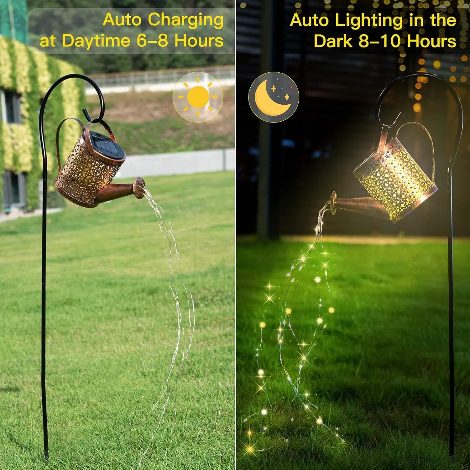 Sovely Solar Watering Can Lights|Waterproof Outdoor Stake Solar Watering Can|Solar Garden Light|Solar Kettle with Bright LED Waterproof for Decorative Garden|Hanging Lantern Garden Art Decor Metal