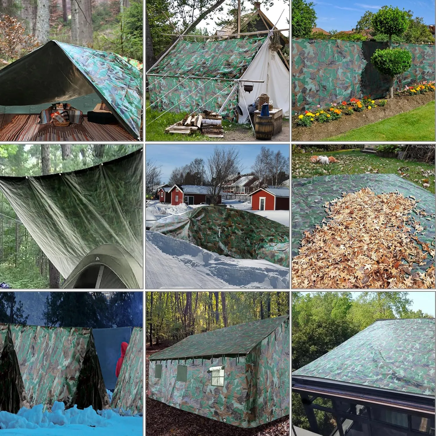STARPYNG-7 Mil Camouflage 12x12 Feet Tarp-Multifunctional Camo Waterproof Tarpaulin-Waterproof, UV Resistant, Rip and Tear Resistant, Poly Tarpaulin with Reinforced Edges for Cover