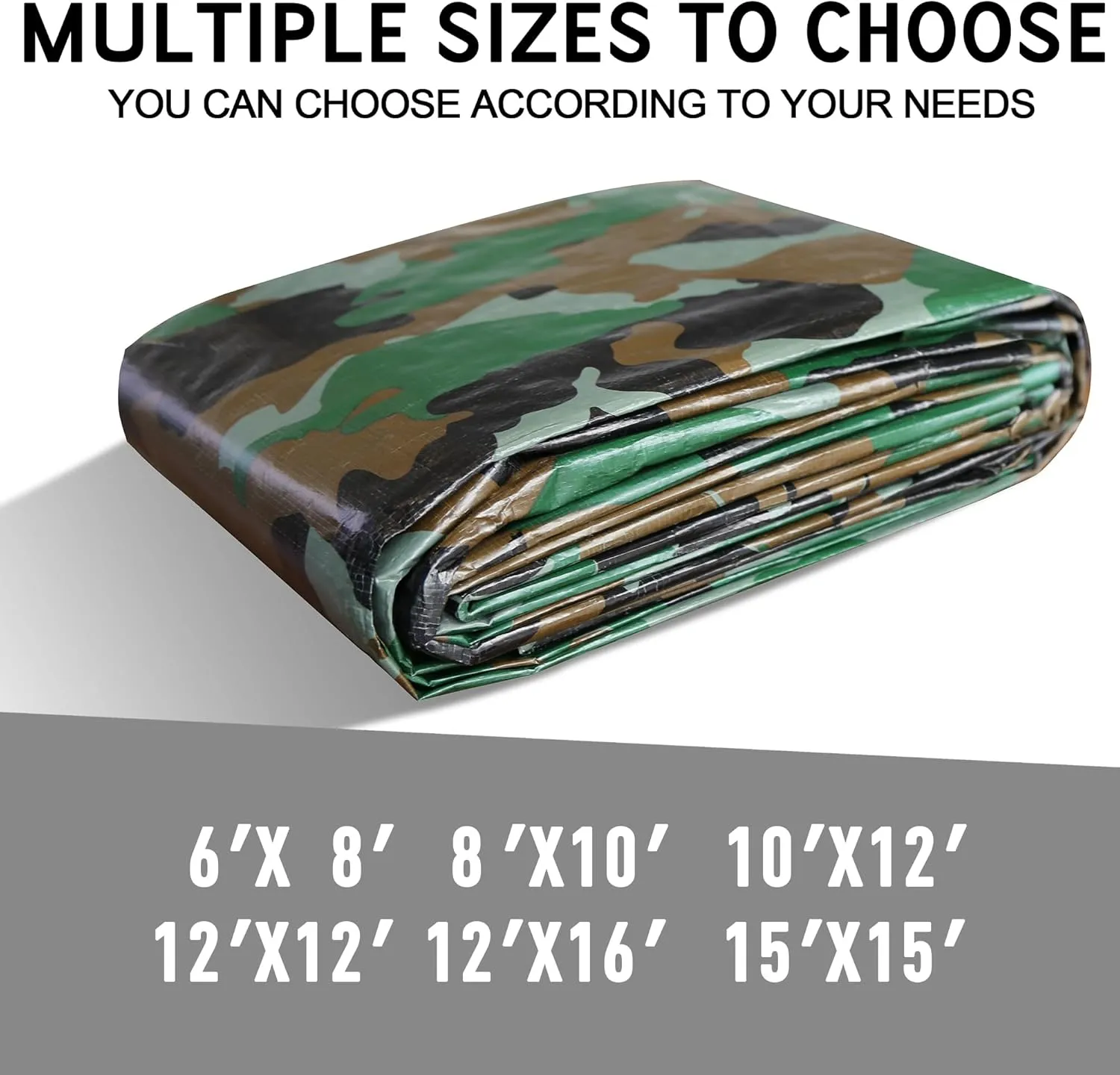 STARPYNG-7 Mil Camouflage 12x12 Feet Tarp-Multifunctional Camo Waterproof Tarpaulin-Waterproof, UV Resistant, Rip and Tear Resistant, Poly Tarpaulin with Reinforced Edges for Cover