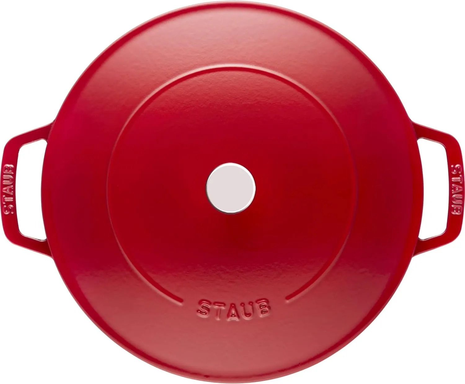 STAUB Cast Iron Sauté Pan, Chistera Lid, Round, 28 cm, 3.7 L, Cherry Red