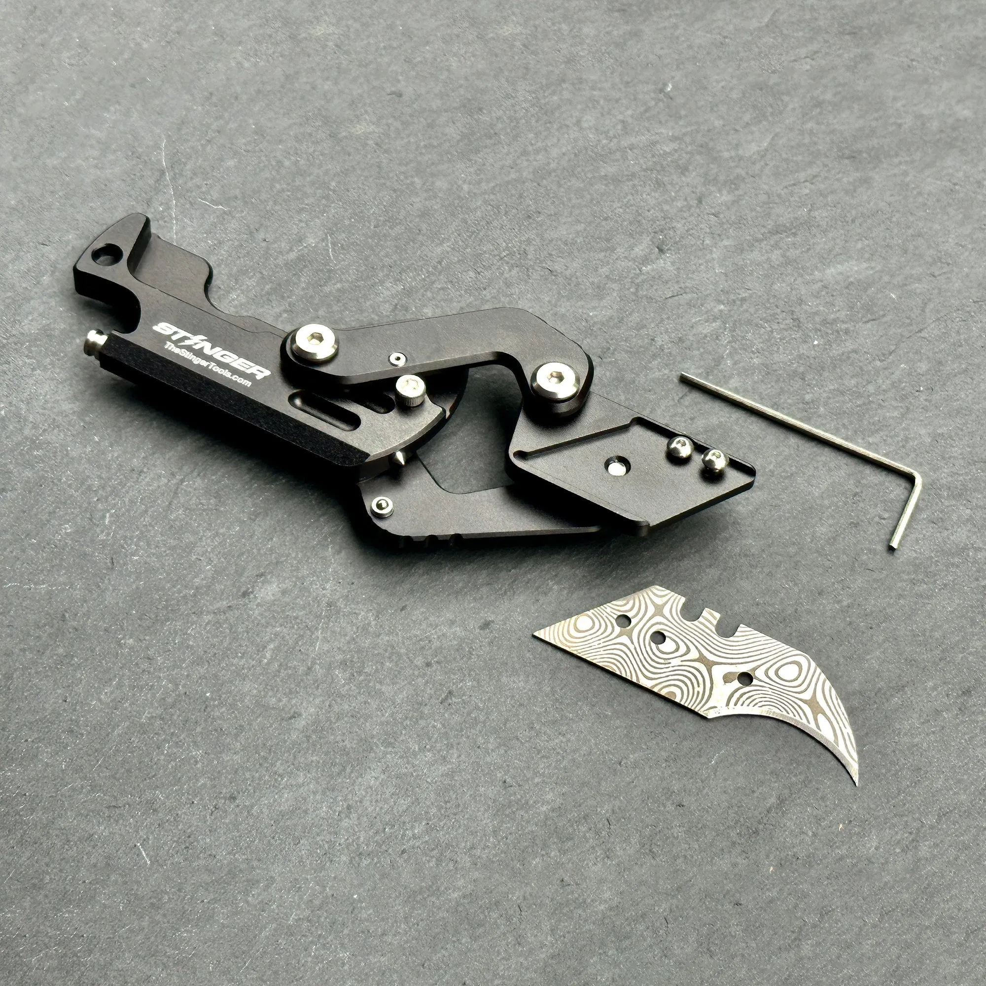 Stinger Dog Tag Tool, Folding Pocket Utility - Matte Black