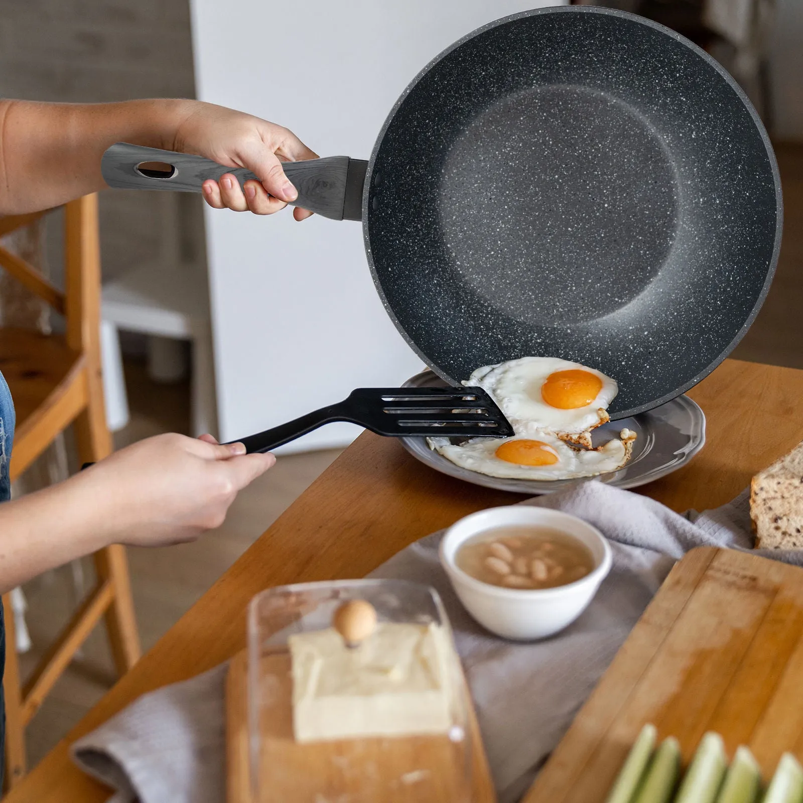 Stone Chef Forged Wok Non Stick Cookware Kitchen Grey Handle - 30cm