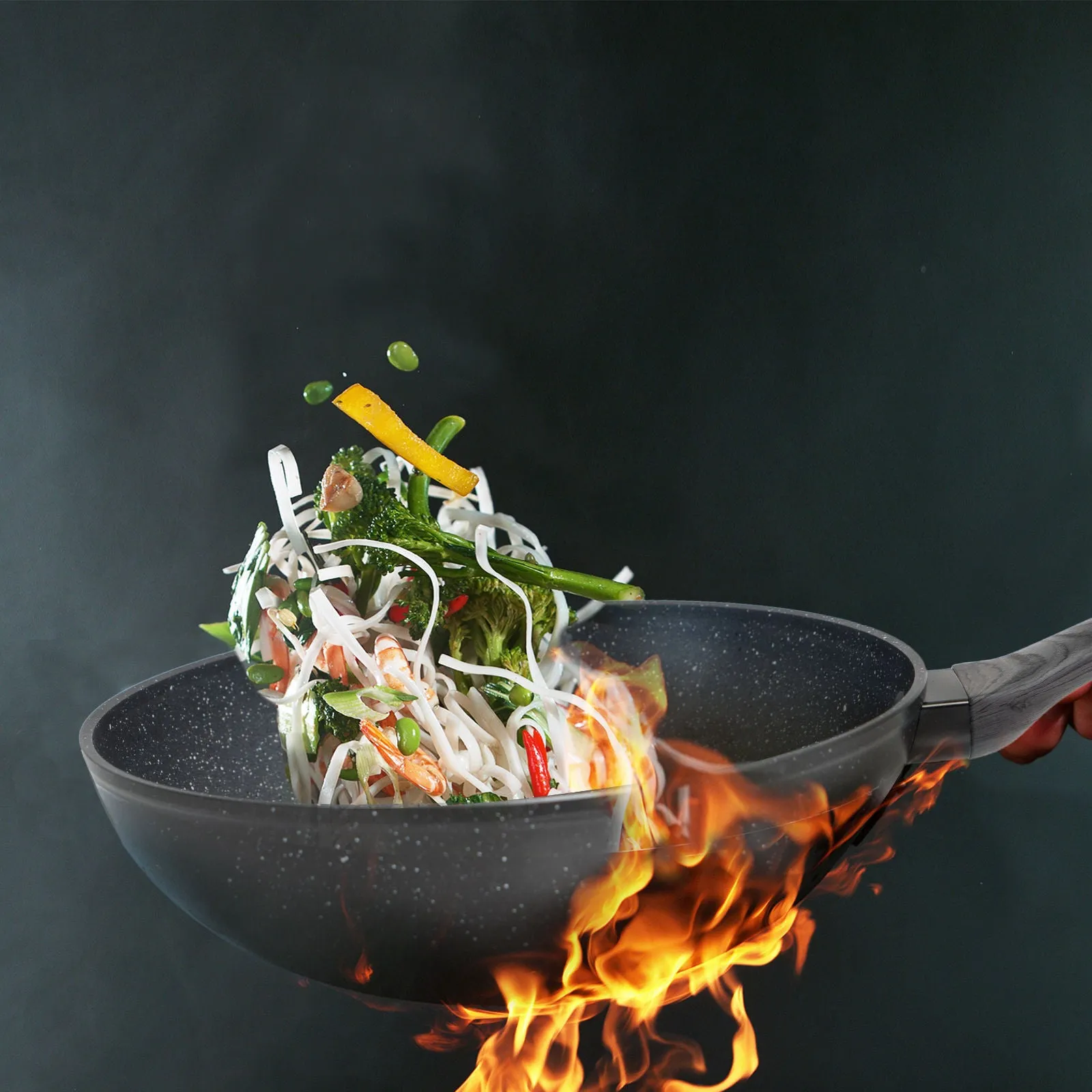Stone Chef Forged Wok Non Stick Cookware Kitchen Grey Handle - 30cm