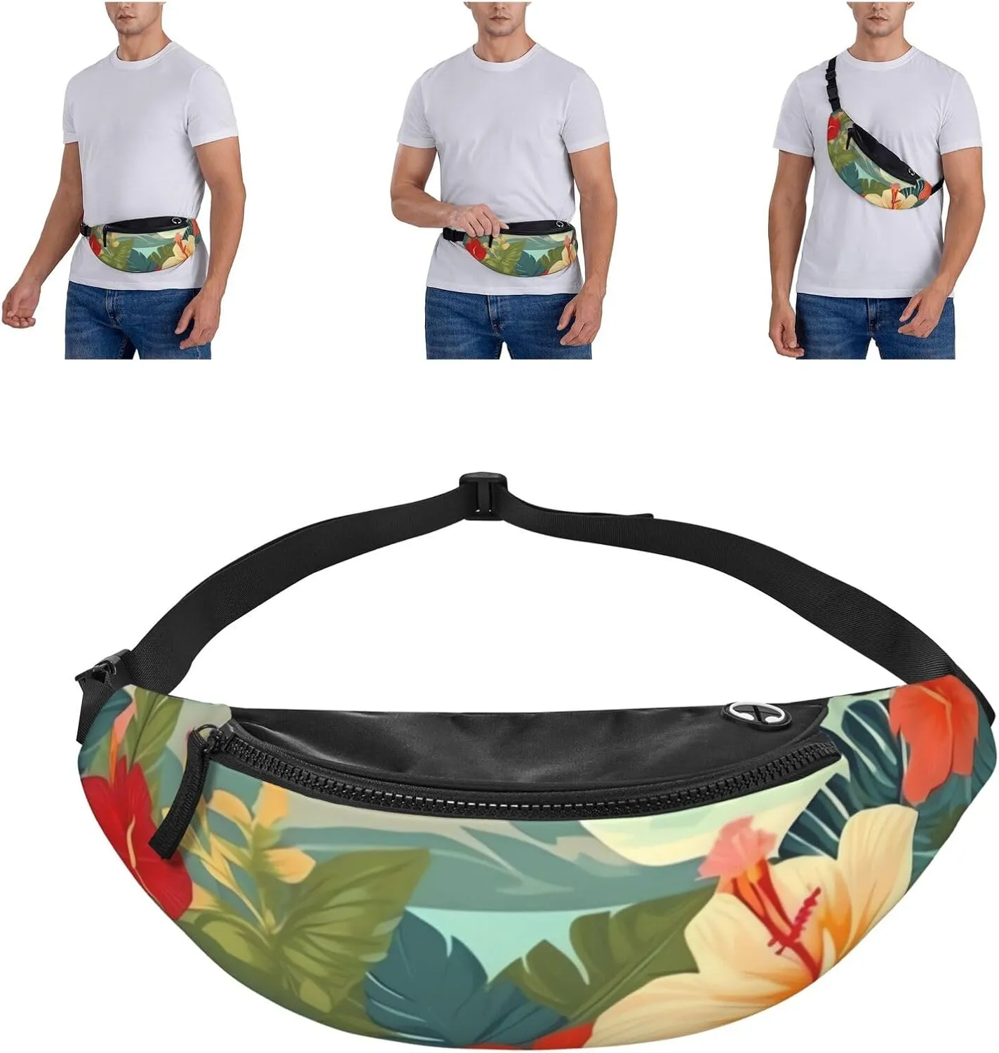 summer hawaiian Fanny Pack for Man Women Waist Bag Adjustable Belt Casual Chest Bag Bum Bags for Travel Sports Running Hiking Waist Packs