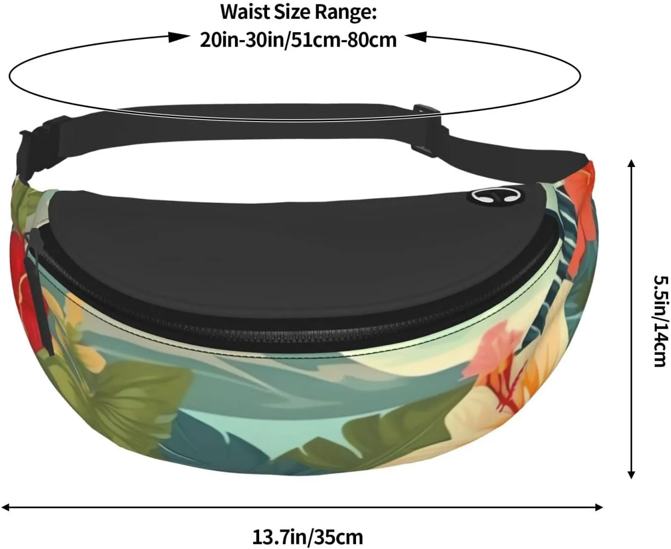 summer hawaiian Fanny Pack for Man Women Waist Bag Adjustable Belt Casual Chest Bag Bum Bags for Travel Sports Running Hiking Waist Packs
