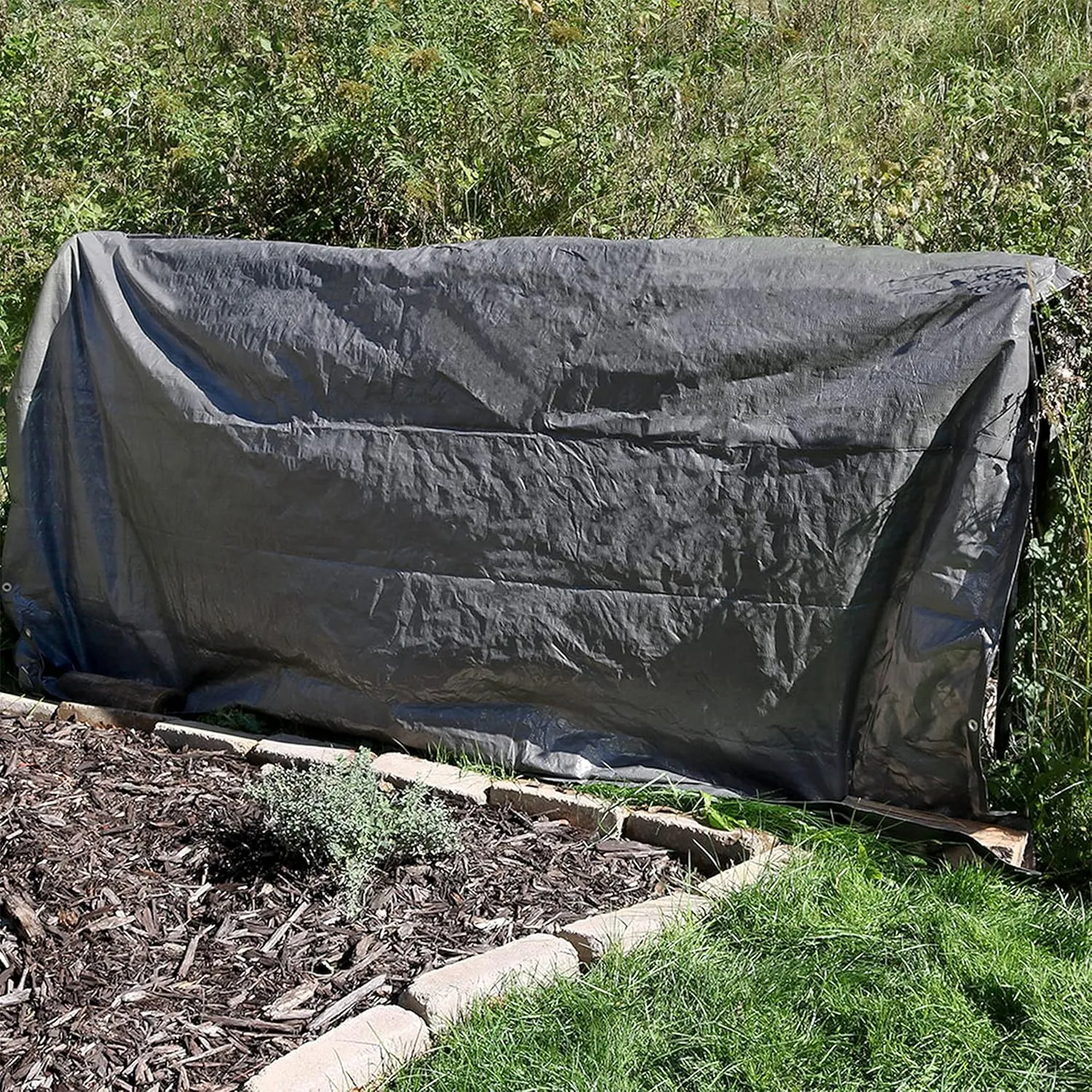 Sunnydaze 16 x 20 Foot Plastic Reversible Heavy-Duty Multipurpose Tarp - Laminated on Both Sides - Dark Gray