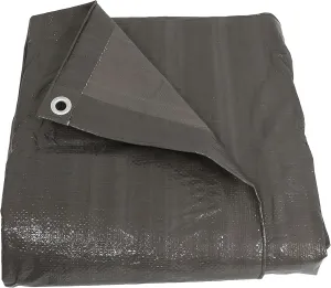 Sunnydaze 16 x 20 Foot Plastic Reversible Heavy-Duty Multipurpose Tarp - Laminated on Both Sides - Dark Gray