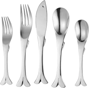 Supreme Housewares 20-Piece Fish Shaped Flatware Set, 18/8 Stainless Steel Silverware Cutlery Set, Service for 4, Mirror Polished, Dishwasher Safe (Fish)