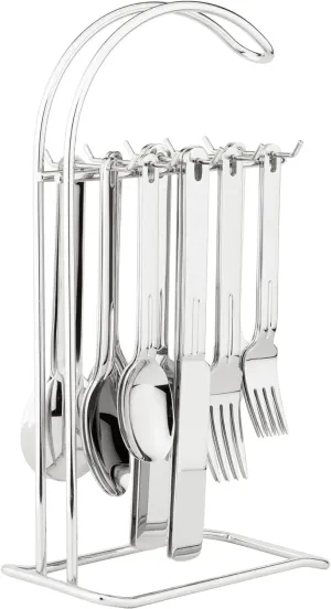Supreme Housewares 20-Piece Stainless Steel Flatware Set with 1-Piece 12" Stand, Service for 4, Include Knives Forks Spoons Teaspoons Salad Forks Hanging Stand, Mirror Polished, Dishwasher Safe