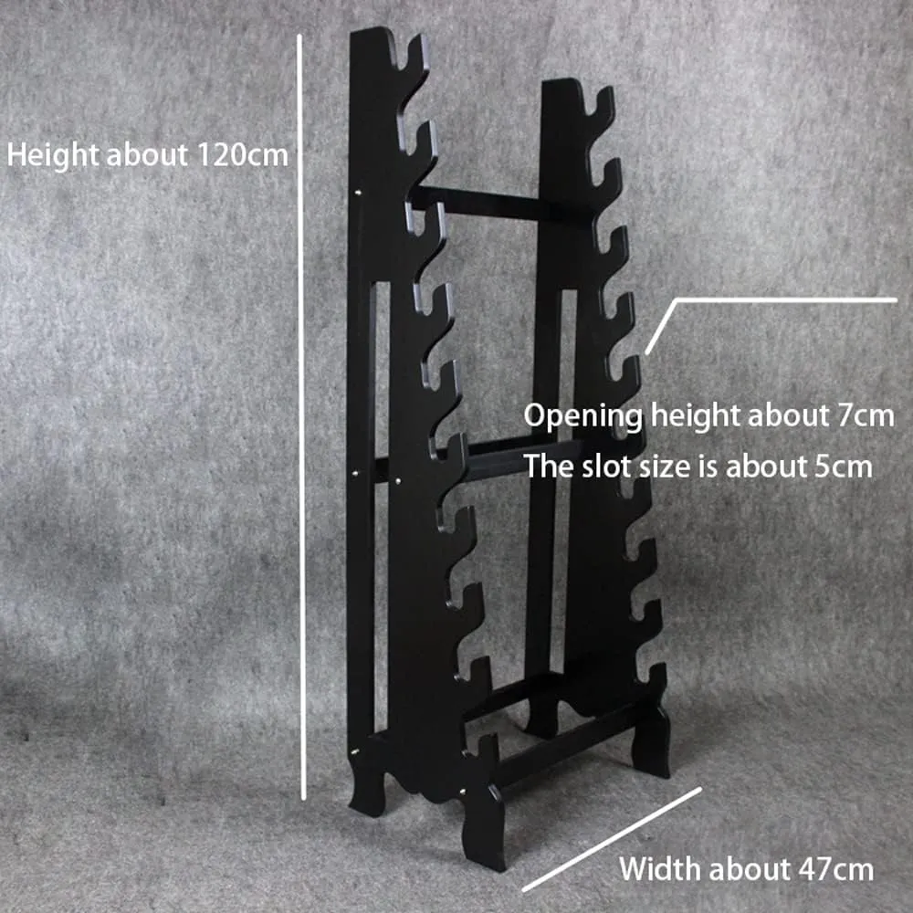 Sword Display Stand Holder, 6/8/10-Floors Wooden Floor Standing Integrated Knife Rack, Large Adjustable Multilayer Holder Katana Stand For Storing Various Swords (Schwarz Ten Layers)