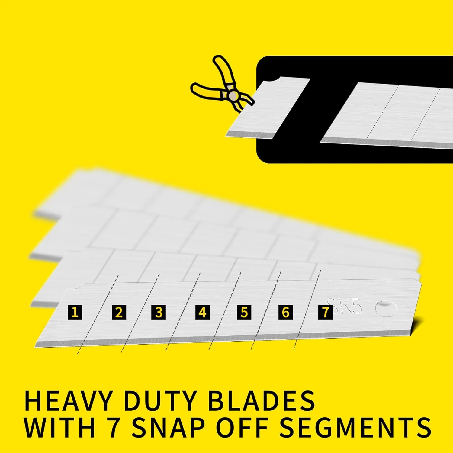 T TOVIA 25MM Heavy Duty Utility Knife, Box Cutter SK-5 Retract Blades, Snap-Off Cutters with Rubber Grip for Cardboard, Boxes, DIY Crafts (100-Pack Replacement Blades)