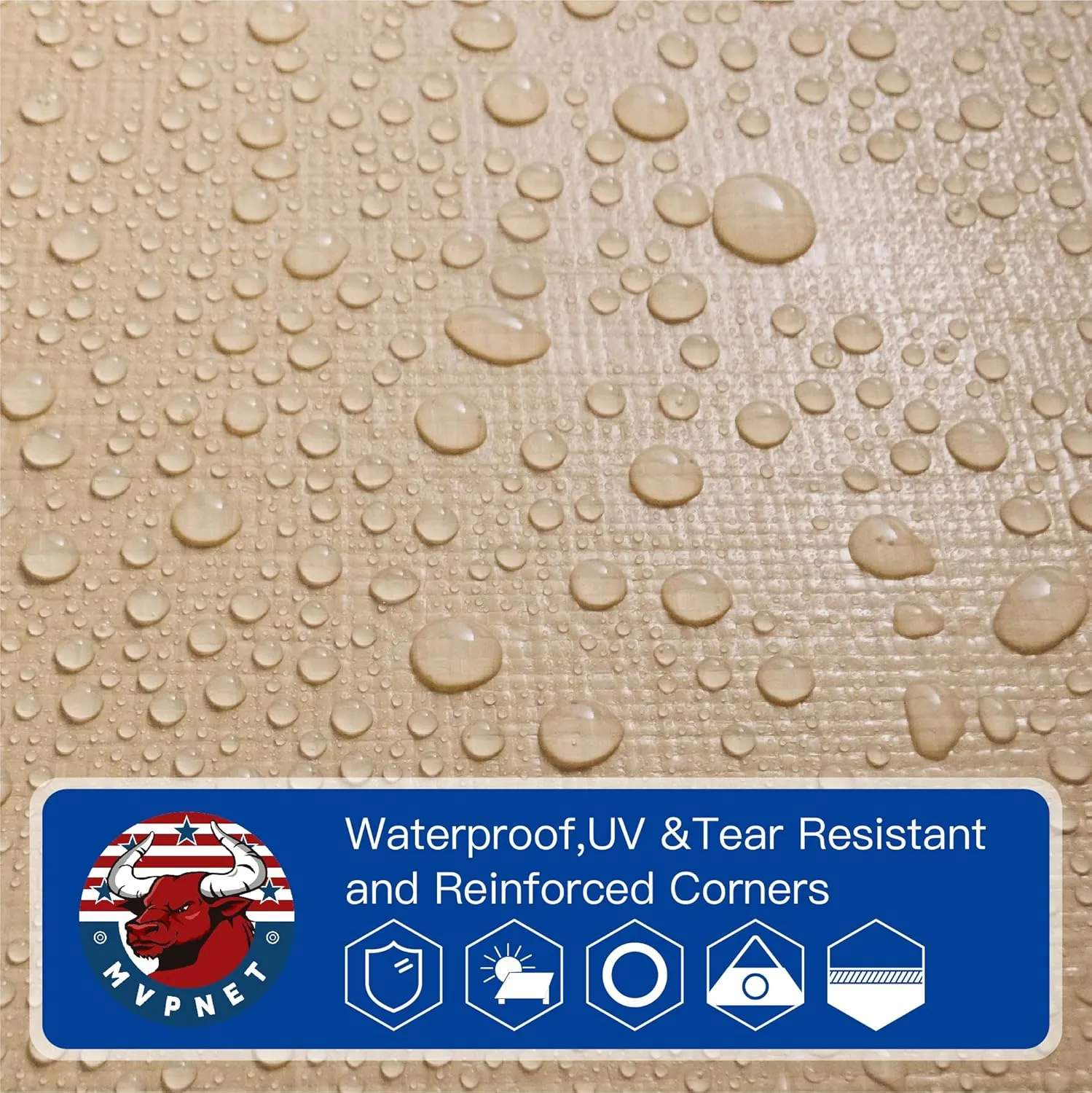 Tarp 10x12 Heavy Duty Waterproof Beige Tarp 12.5mil,Durable,Multipurpose, Weather Resistant,Uv Resistant,Tear Resistant,Can Be Used for Outdoor Furniture,Cars,Ships,Roofs-by MVPNET