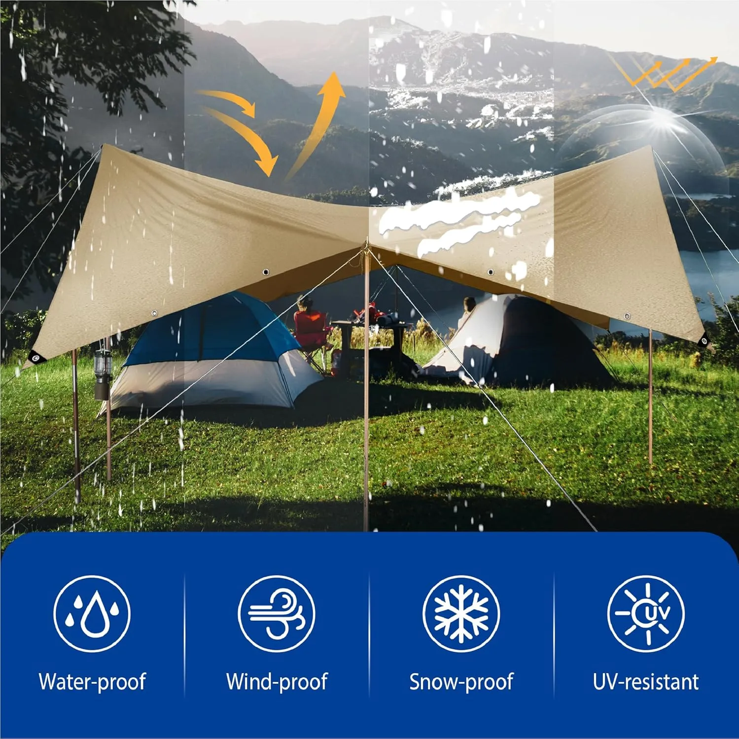 Tarp 10x12 Heavy Duty Waterproof Beige Tarp 12.5mil,Durable,Multipurpose, Weather Resistant,Uv Resistant,Tear Resistant,Can Be Used for Outdoor Furniture,Cars,Ships,Roofs-by MVPNET